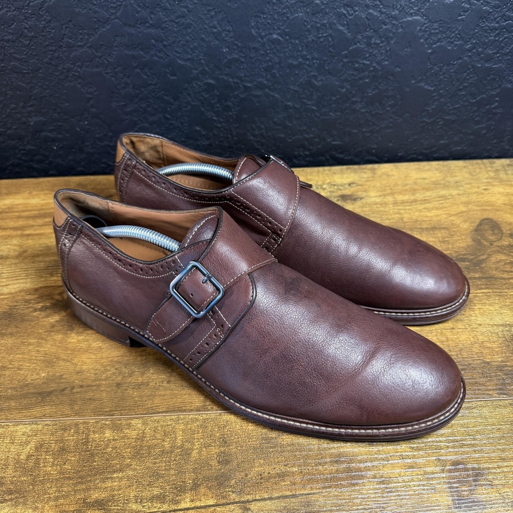 Johnston & Murphy J&M Flex 20-3878 Brown Sheepskin Leather Monk Strap Mens 11M